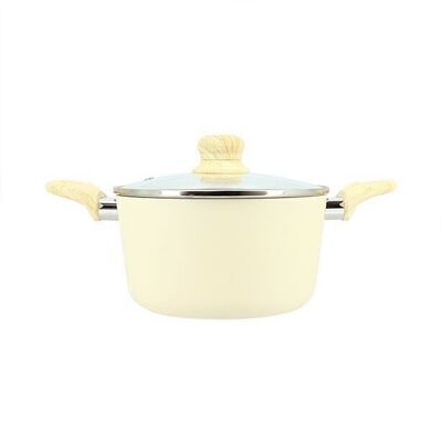 20cm cream saucepan in induction aluminum with glass lid