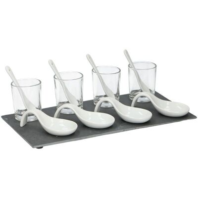13-piece Amuse sets with serving tray and amuse spoons