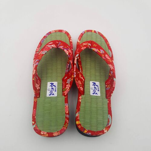 Sandales japonaises Zori en paille de riz à talon, fabriquées au Japon - Taille 36
