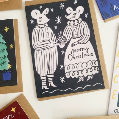Tarjeta de Navidad de dos ratones