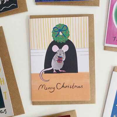 Cartolina di Natale del topo domestico
