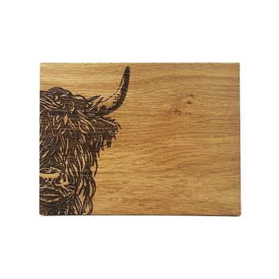 Barbrett aus Eichenholz – Highland Cow