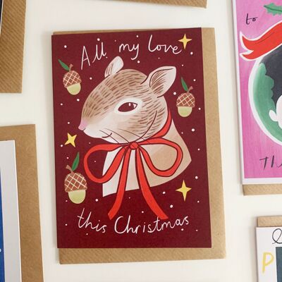 Liebe-Eichhörnchen-Weihnachtskarte