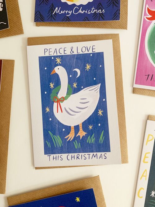 Peace Love Goose Christmas card