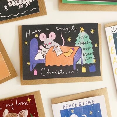 Carte de Noël Snuggle Mice