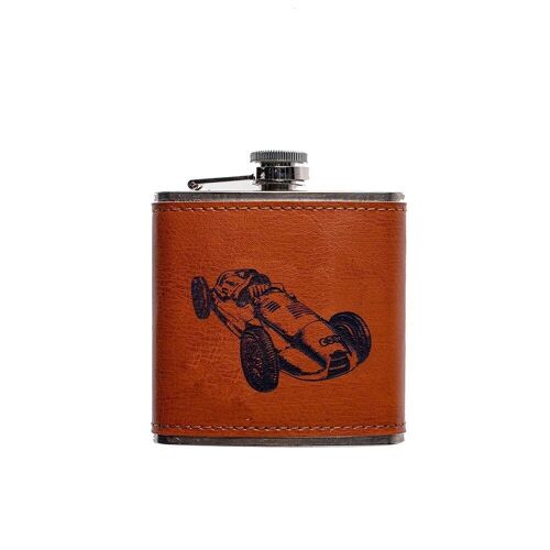 Leather Hip Flask - Vintage Racing Car