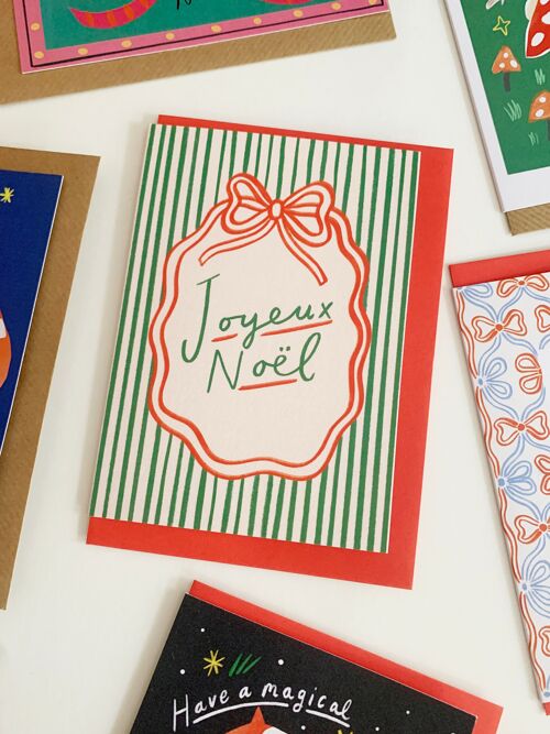 Joyeux Noel Stripe Christmas Card