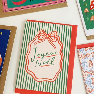 Joyeux Noel Stripe Christmas Card