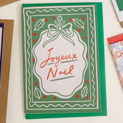 Joyeux Noel Green Christmas Card