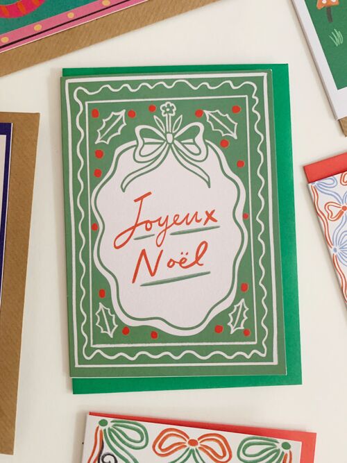 Joyeux Noel Green Christmas Card