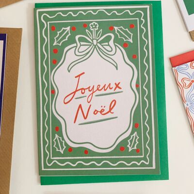 Cartolina di Natale verde Joyeux Noel