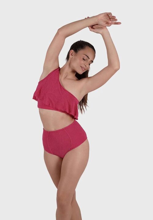 Haut de maillot de bain à volants rose - HANNAH - One Size