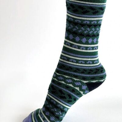 Erskine Fair isle Wool Socks - Dark Green