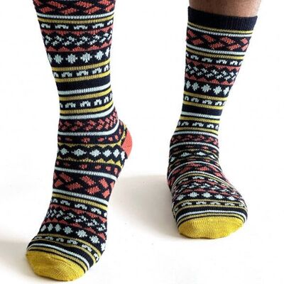 Erskine Fair isle Wool Socks - Navy