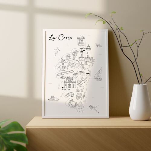 La Corse - Affiche ou coloriage A3 / 50x70 - Papier