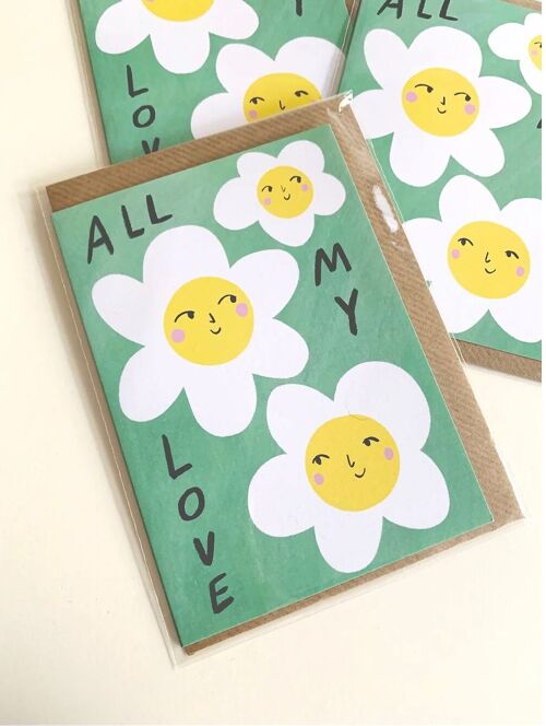 All My Love Flower Face Greeting Card