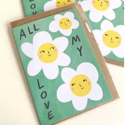 All My Love Flower Face Greeting Card