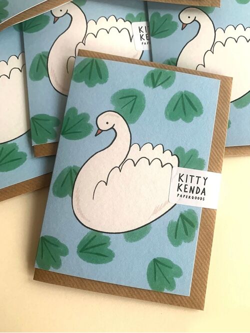 Serene Swan Illustrated Greeting Card