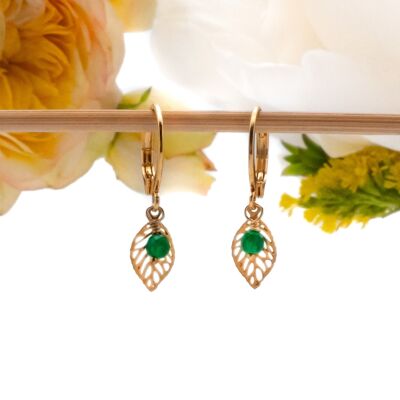 Mini Leaf earrings: green agate