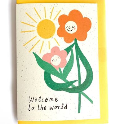 New Baby Flower Face Greeting Card