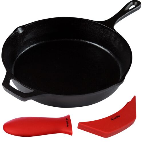 10.25-Inch/26 cm Cast Iron Skillet Set, Including Large & Assist Potholders