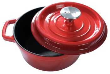 Faitout en fonte émaillée (7,87" / 20 cm de diamètre) Cocotte - Ronde Rouge 7