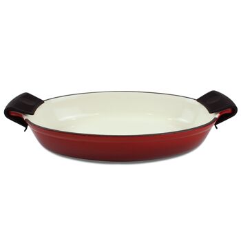 Rôtissoire ovale en fonte émaillée, poêle à lasagne, rôtissoire 1,58 Qt (1,5 L) - Rouge + 2 maniques 6