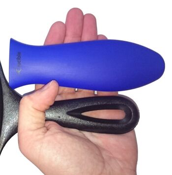 Support de poignée chaude en Silicone, manique (paquet de 2 Combo bleu)-poignée de manche, couvercle de poignée 4