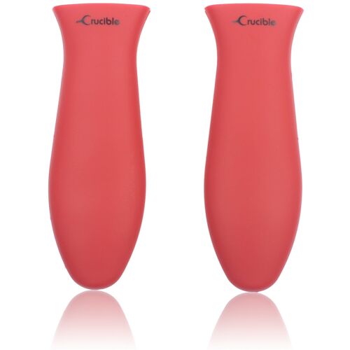 Silicone Hot Handle Holder + Assist Holder, Potholder (2-Pack Red) - Sleeve Grip, Handle Cover