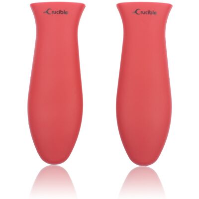 Silicone Hot Handle Holder + Assist Holder, Potholder (2-Pack Red) - Sleeve Grip, Handle Cover