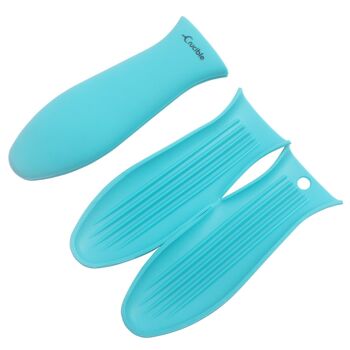 Support de poignée chaude en silicone + support d'assistance, manique (paquet de 2 turquoise) - Poignée de manche, couvercle de poignée 7