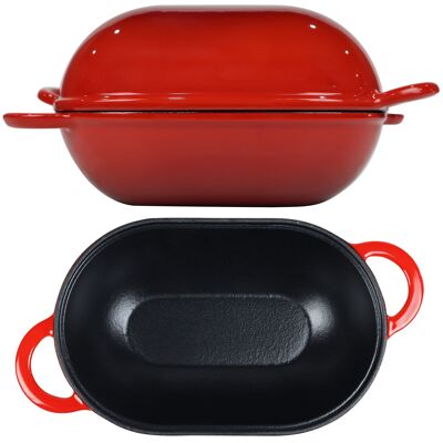 Enameled Cast Iron Bread Pan with Lid, Red, Oven Safe Form for Baking, Artisan Bread Kit - Loaf Pan