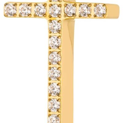 PURE - Croce lucidata con zirconi incastonati in acciaio inossidabile - oro