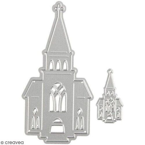 Matrice de coupe - Eglise - 9,2 x 4,6 cm et 3,5 x 1,8 cm - 2 pcs