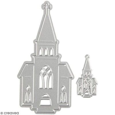 Stanzschablone - Kirche - 9,2 x 4,6 cm und 3,5 x 1,8 cm - 2 Stk