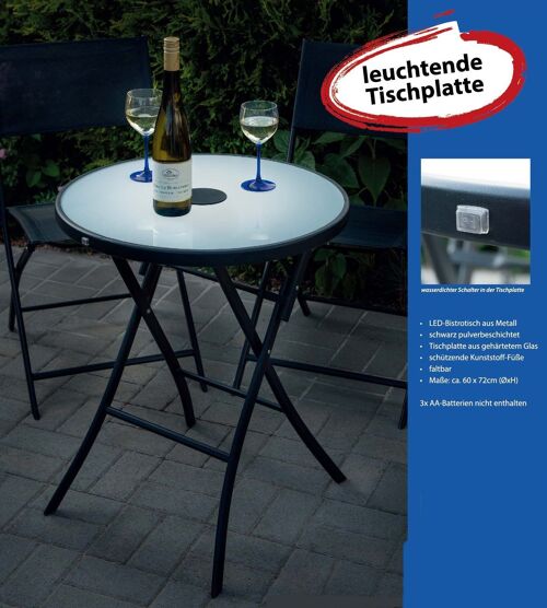 LED-Bistro-Tisch aus Metall