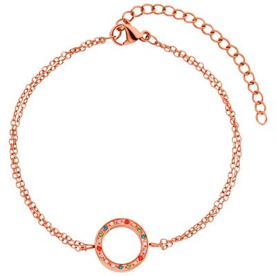 Bracelet cercle ouvert zircone arc-en-ciel - rosé