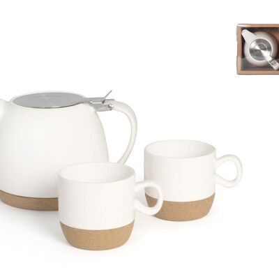 Milky teapot and 2 mug set