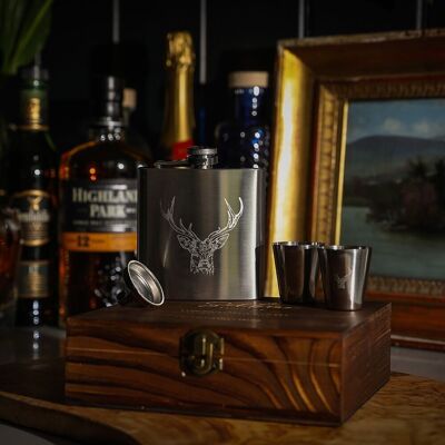 Hip Flask & Cup Set - Stag
