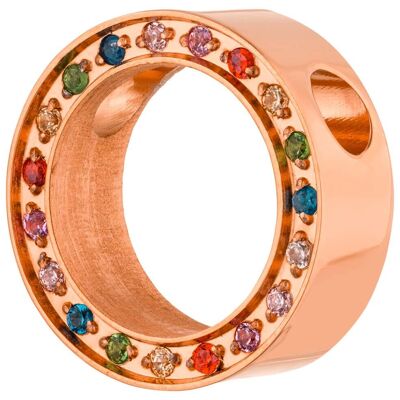 PURE - Elemento círculo abierto circonita = arcoíris - acero - rosado