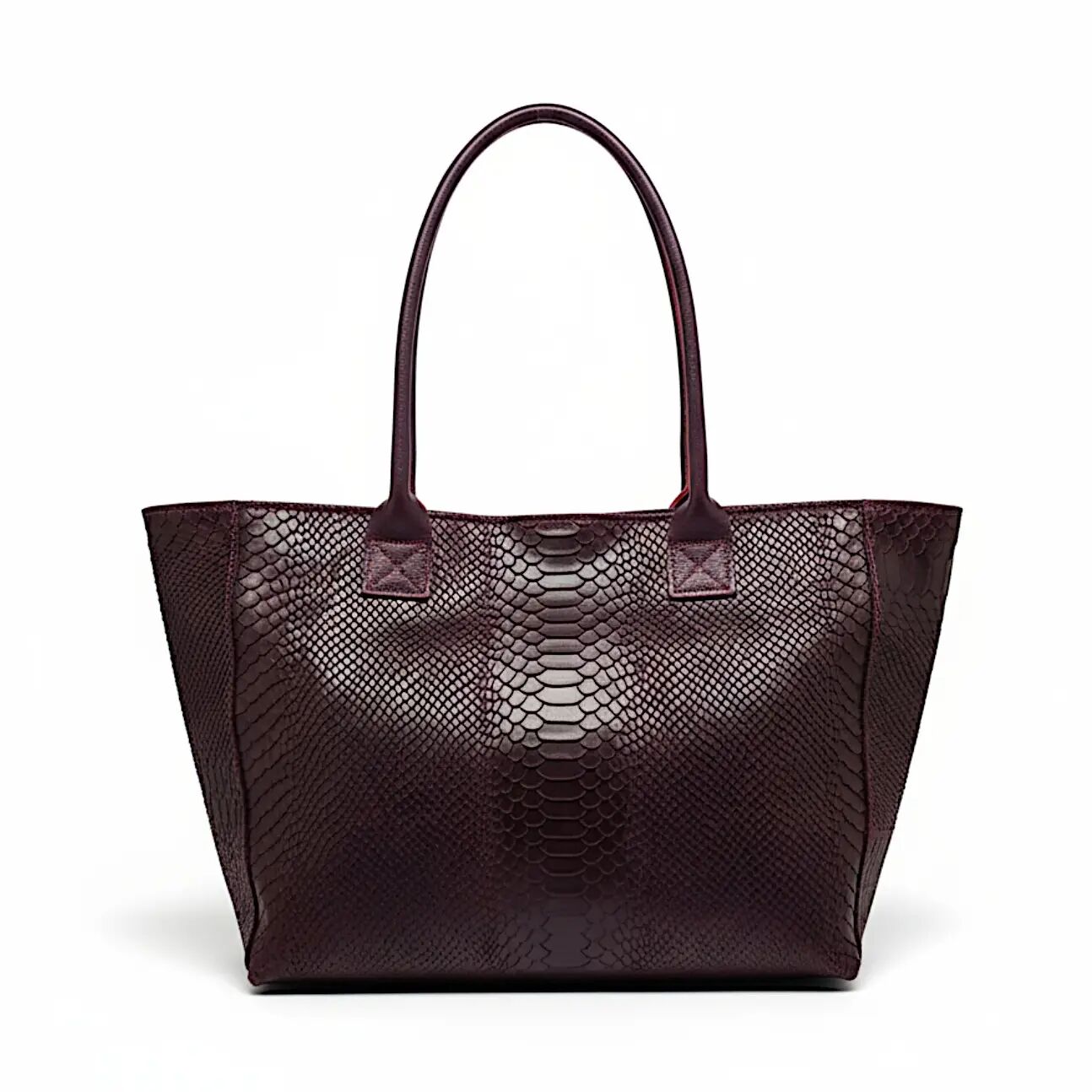 LOLA – Italian Python-Embossed Leather Bag – Burgundy
