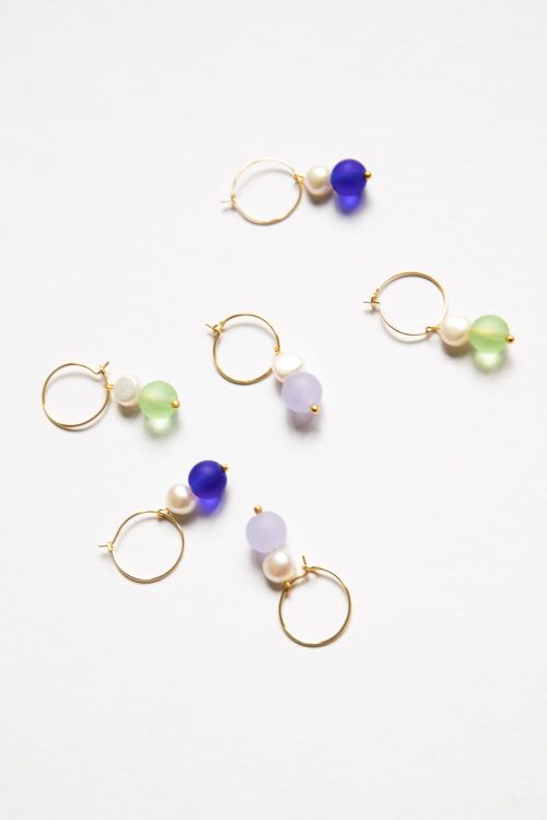 Mermaid mini hoops glass & mother-of-pearl