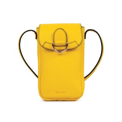 Yellow Zelie cowhide leather phone pouch