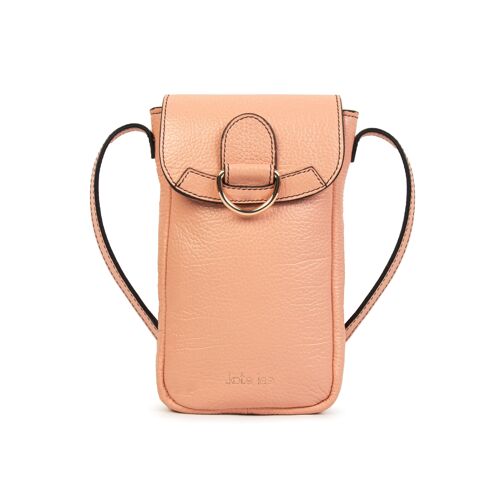 Pochette téléphone en cuir de vachette Zelie nude