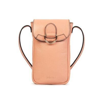 Zelie nude cowhide leather phone pouch