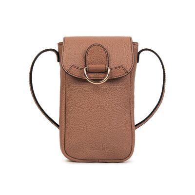 Light brown Zelie cowhide leather phone pouch