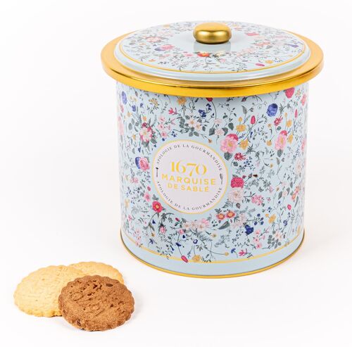 Biscuits sablés assortiment nature et tout chocolat - seau métal "bouquet sauvage" 250g