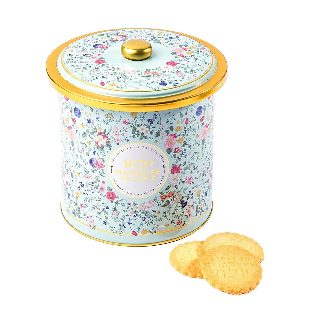Shortbread biscuits assorted plain and all chocolate - "wild bouquet" metal bucket 250g