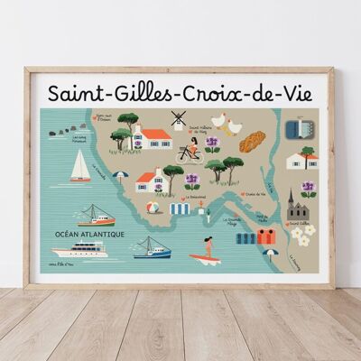 SAINT-GILLES-CROIX-DE-VIE Poster - Coastal Map