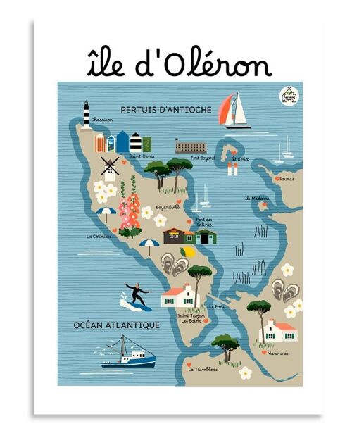Affiche ÎLE D'OLERON - Carte Côtière